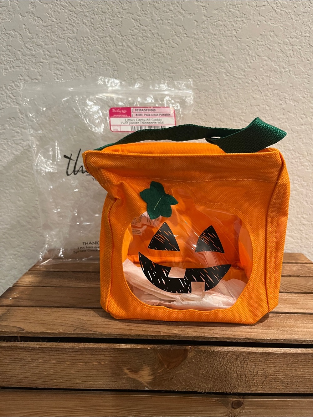 Thirty-one Little Carry-All - Pumpkin Trick-or-Treat Tote with Green Handle